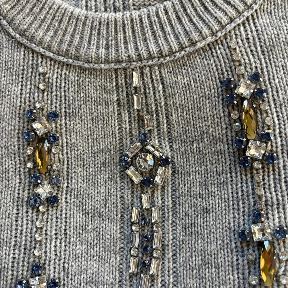 Tory Burch Gray Embellished Women's Sweater M